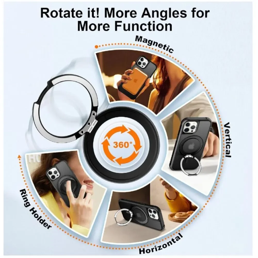 360° Magnetic Swivel Ring for iPhone 12 pro max case, Built-in Metal Stand - Picture 3 of 6